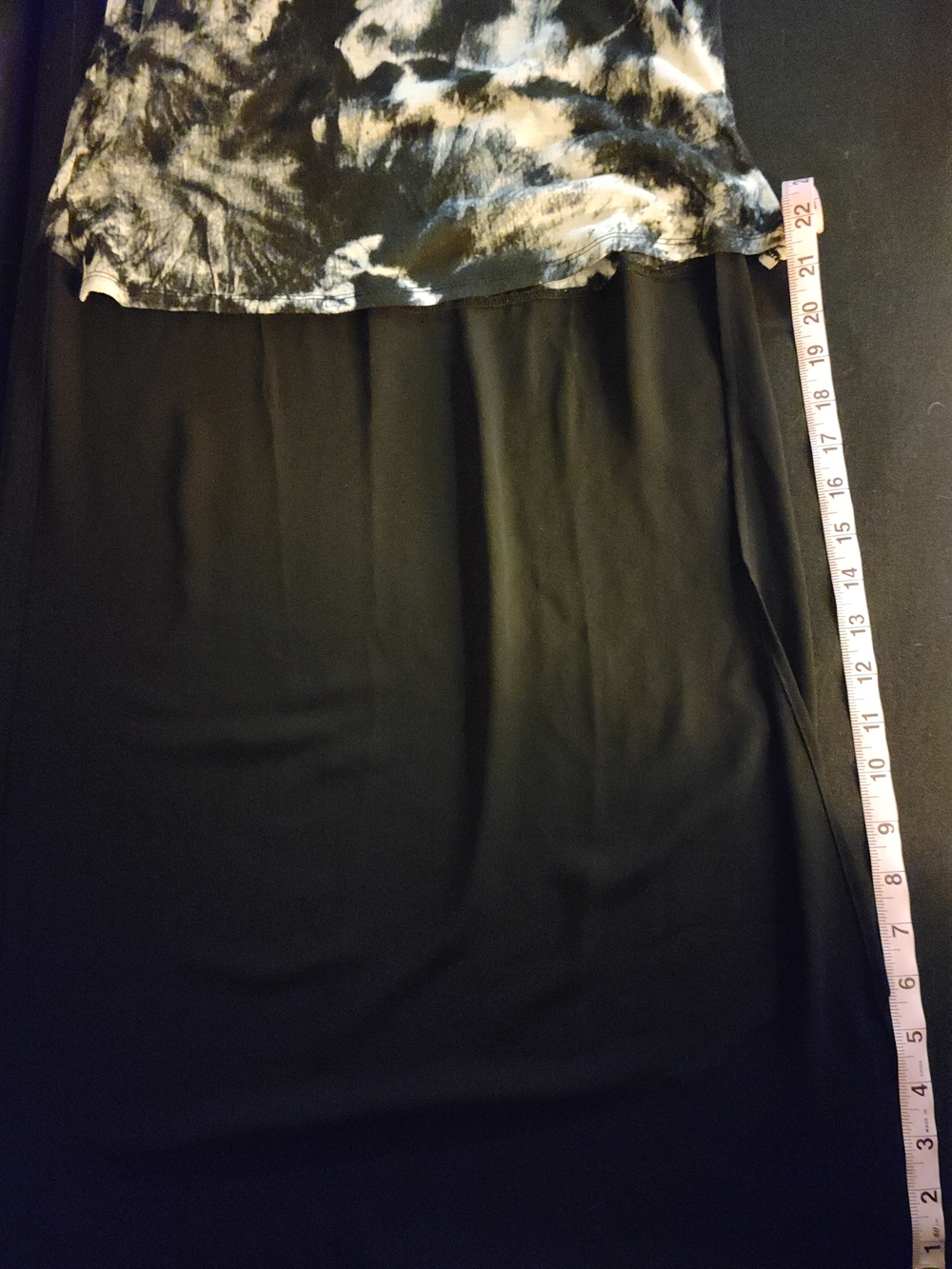 Express Black and White Tie-Dye Tank w/ Black Sheer High Low Hem - Picture 7 of 12